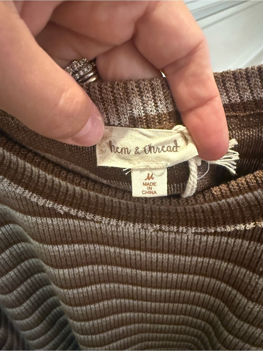 Hem & Thread Brown Striped Ribbed Long-Sleeve Top - Picture 2 of 2